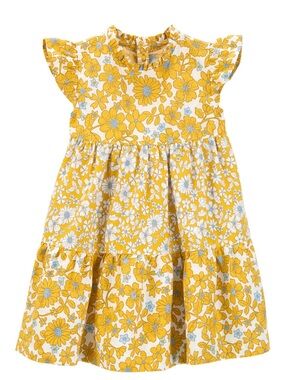 Yellow Floral Ruffle Sleeve Kids Dress carters 5t
